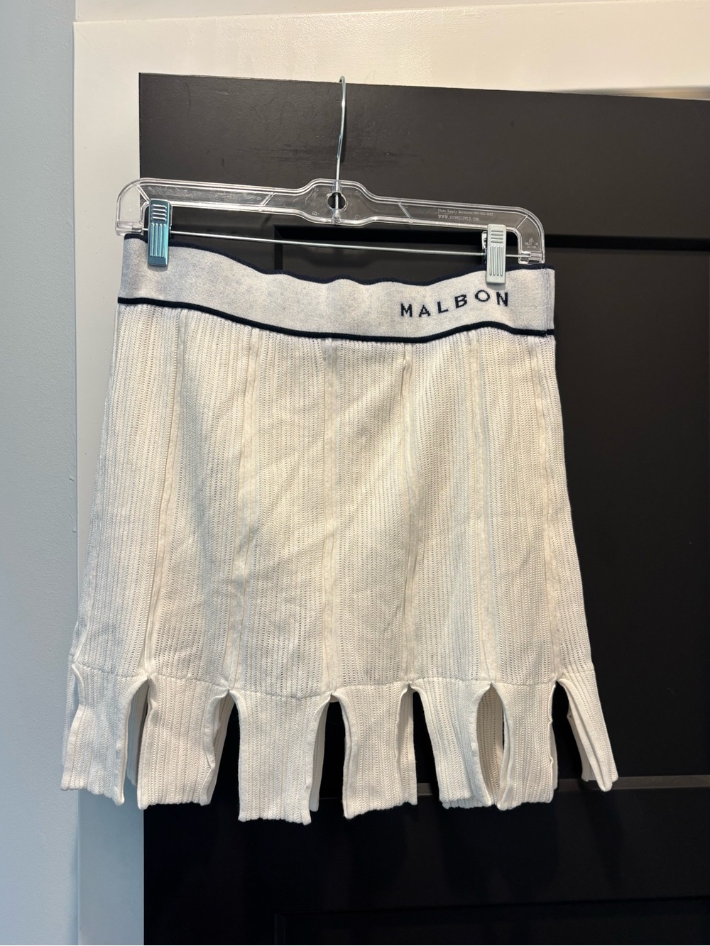 Malbon Golf Women's Honor Skirt Medium White Navy Blue Fringe Skort shorts